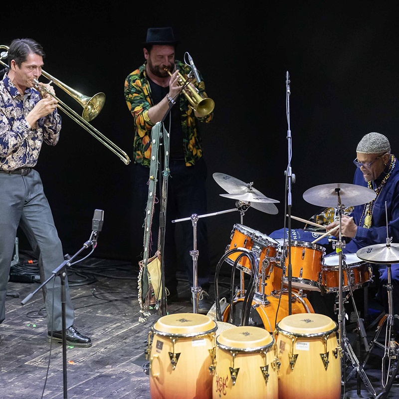 FAMOUDOU DON MOYE  PERCUSSION & BRASS EXPRESS TRIO